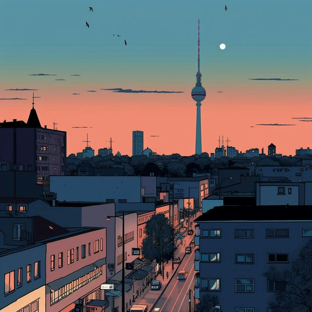 Berliner Fernsehturm vor Skyline