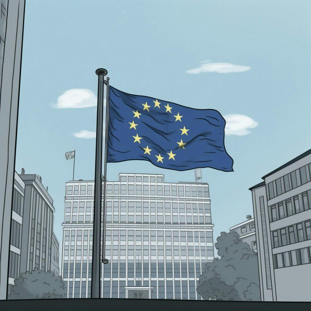 EU-Flagge vor dem Hauptsitz der Europäischen Zentralbank
