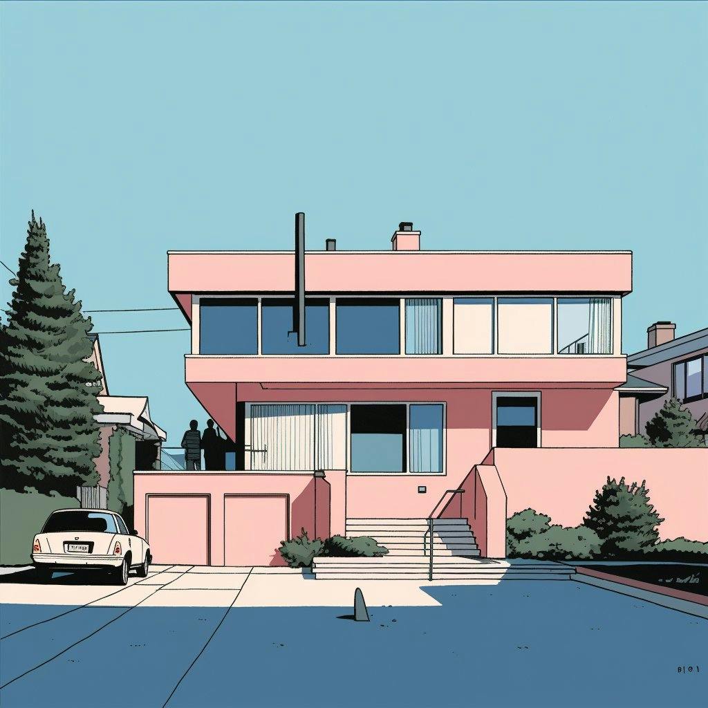 Modernes Haus in Pastelfarben