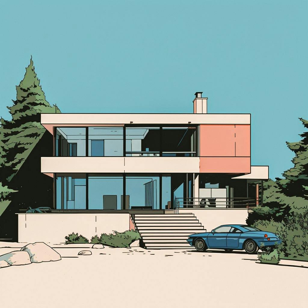 Modernes Haus, Sportwagen