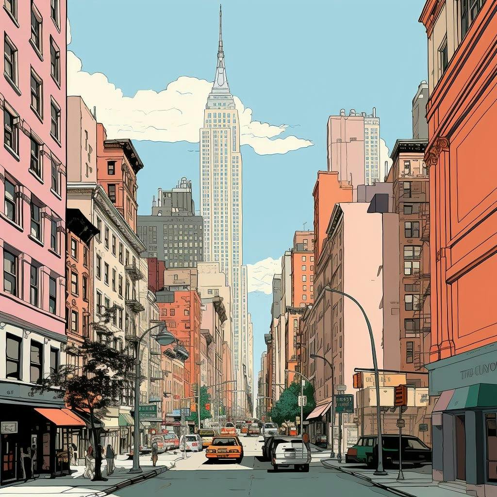 New York, illustration, Skyscraper